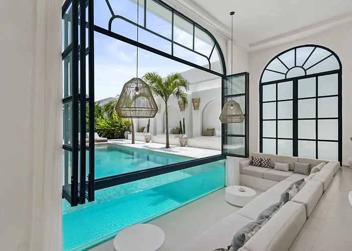Chic All-White Villa With Pool And Fire Pit